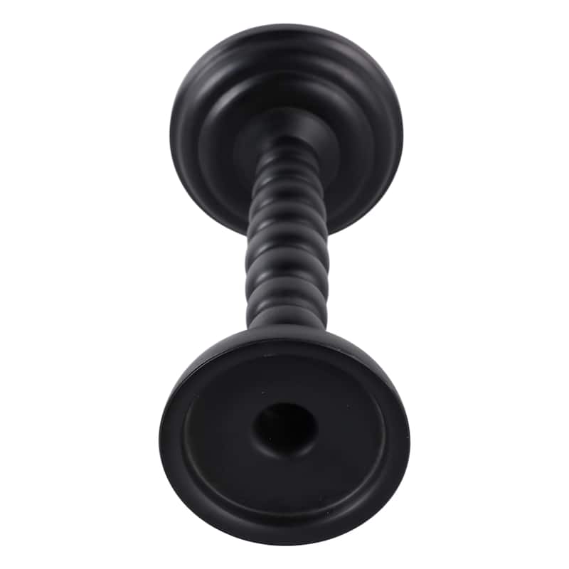 Wood Candle Holder Sculpted Round Base and Turned Detailing Accent