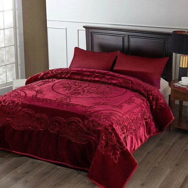 Thick Polyester Fall Winter Blanket King Size Burgandy On Sale