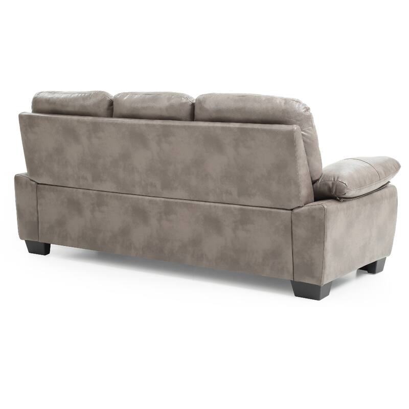 Flared Arm Faux Leather Straight Sofa - 78" - Gray