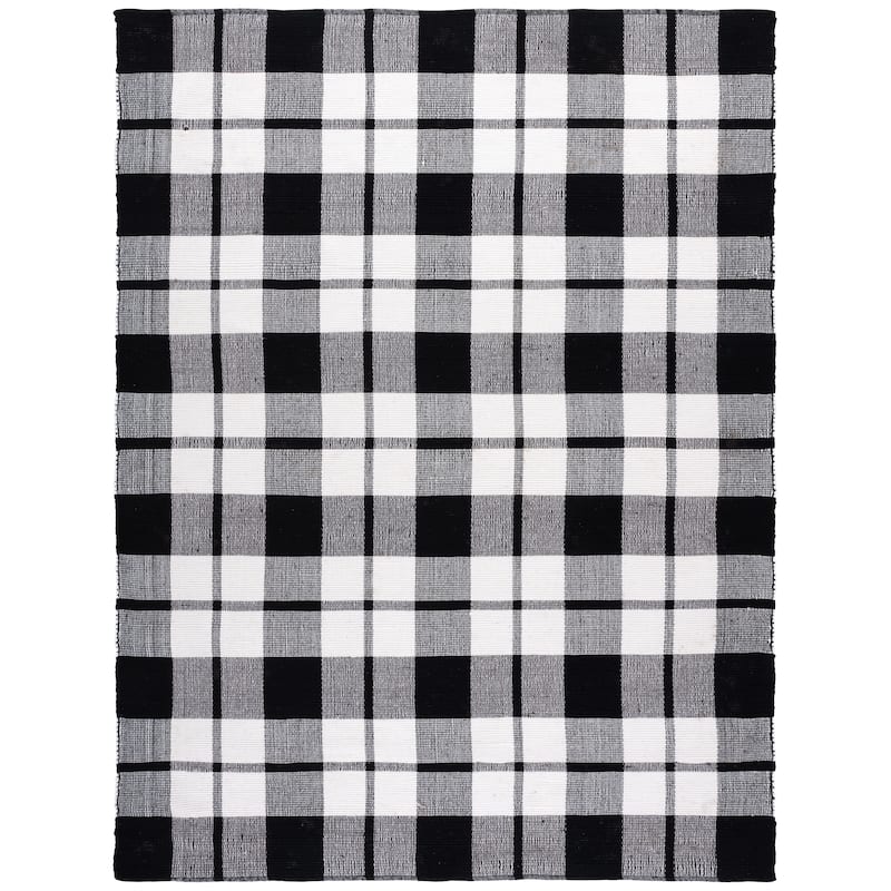 SAFAVIEH Handmade Montauk Kiruschka Country Floral Cotton Rug - 8' x 10' - Black/Ivory