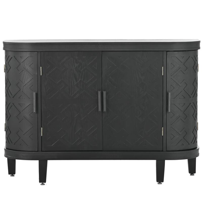 Accent Storage Sideboard Wooden with Antique Pattern