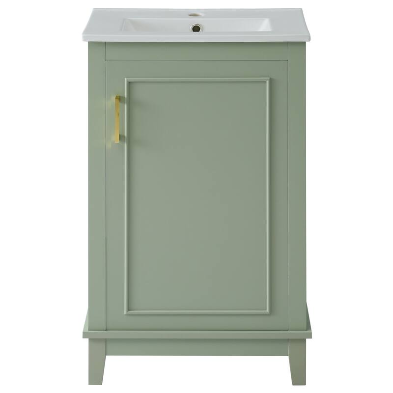 Modern 20" Bathroom Vanity with Freestanding Cabinet, Integrated Ceramic Basin & Storage