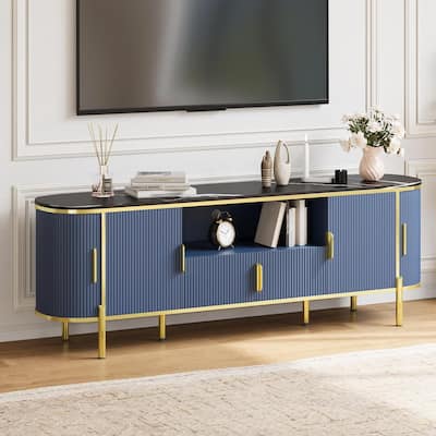 70in Fluted TV Stand Entertainment Center Media TV Console for Living Room - N/A
