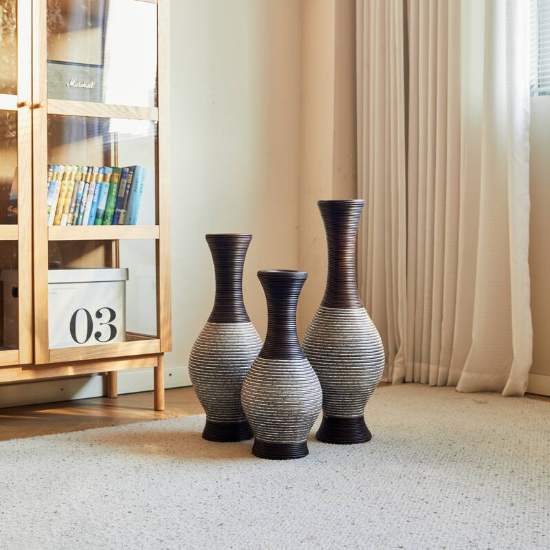 Desktop Vase, High Independent Flower Stand, Artificial Vine Vase, PVC Floor Vase, Home Decoration Flower Stand Set of 3