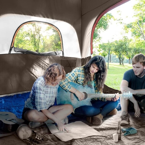 6-Person Double Layer Portable Camping Tent with Top Rainfly, 4