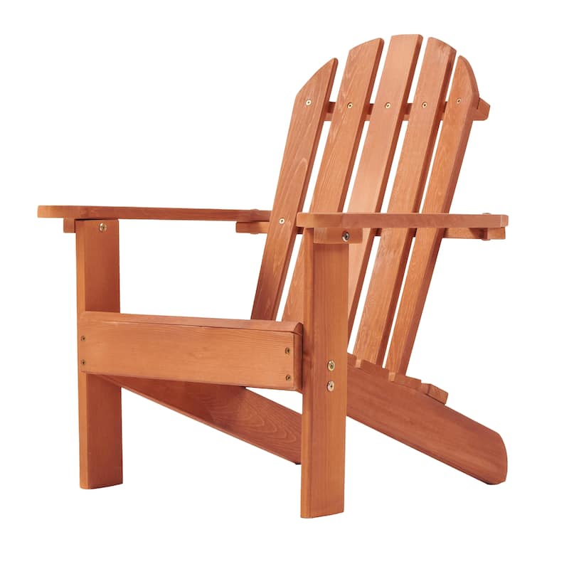 Wooden Kid's Adirondack Chair for Indoor and Outdoor, Natural Cedar Patio Lounge Chiar for Kids - Brown