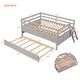 preview thumbnail 9 of 7, Gray Solid Pine Wood Low Loft Bed Full Size with Safety Fence and Trundle
