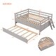 preview thumbnail 9 of 7, Gray Solid Pine Wood Low Loft Bed Full Size with Safety Fence