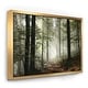 preview thumbnail 5 of 10, Designart "Light in Dense Fall Forest with Fog" Landscape Art Print Framed Canvas 20 in. wide x 12 in. high - Gold