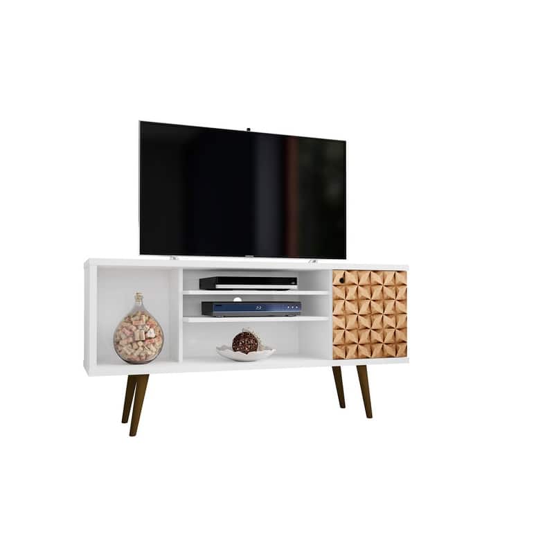Liberty Mid-century Modern 5-shelf TV Stand - White