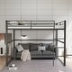 preview thumbnail 12 of 31, Metal Loft Bed Full with Guardrails, Flat Ladder, Kids, Teens, Adults Black