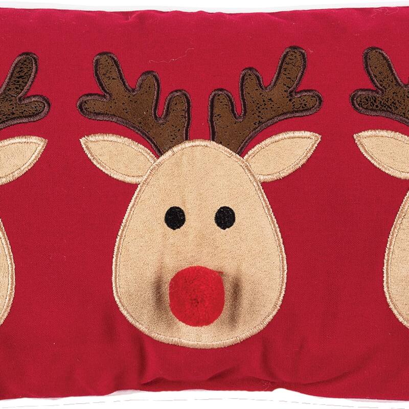 10" x 20" Reindeer Games Applique Christmas Holiday Throw Pillow