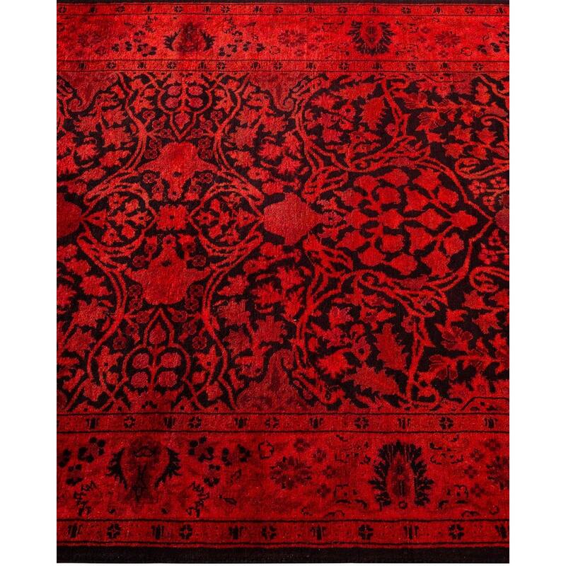 Overton Hand Knotted Wool Vintage Inspired Modern Contemporary Overdyed Red Runner Rug - 3' 0" x 11' 0"