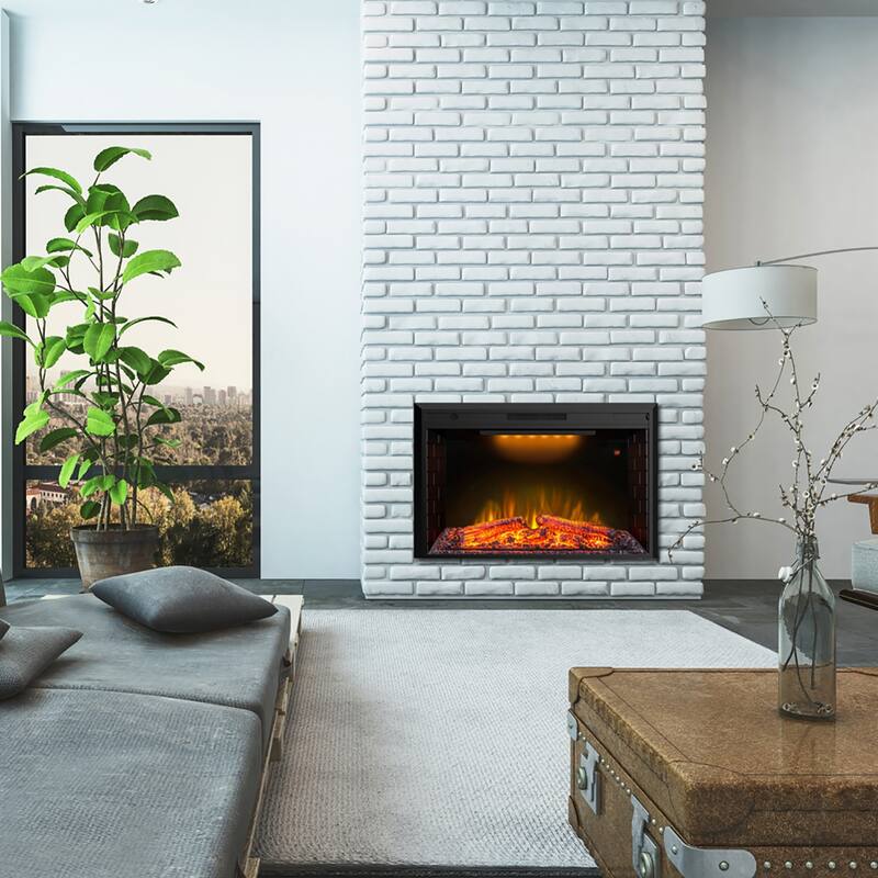 Electric Fireplace Heater with Log set & Realistic Flame