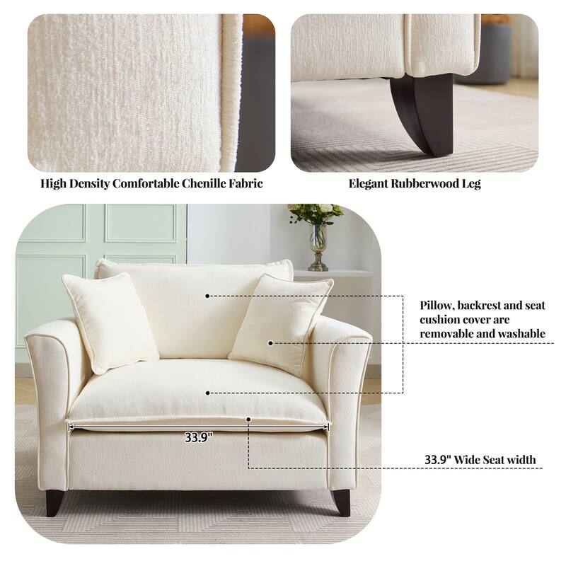 Oversized Chenille Fabric Armchair