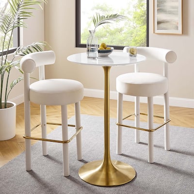 Lippa 28" Round Wood Top Bar Table