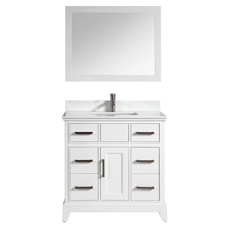 Vanity Art 36" Single Sink Bathroom Vanity Set with Engineered Marble Top and Free Mirror