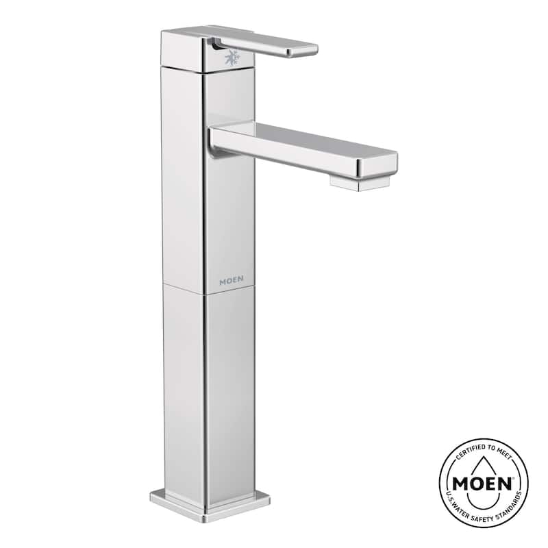 Moen 90 Degree 1.2 GPM Vessel Single Hole Bathroom Faucet with Pop-Up