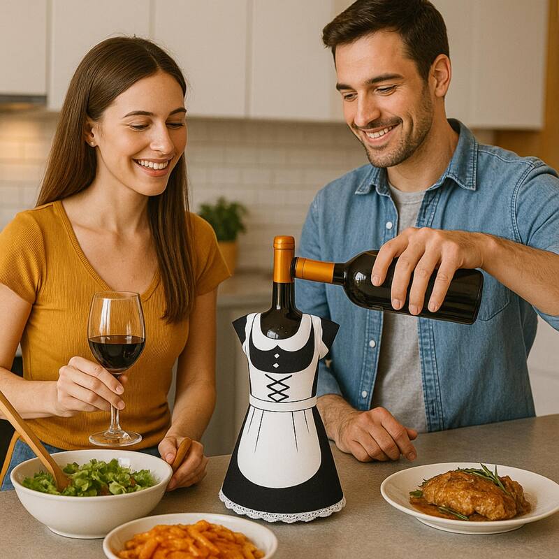 Creative Home Neoprene Party Maid Shape Wine Bottle Cover Jacket, Wine Chiller Jacket