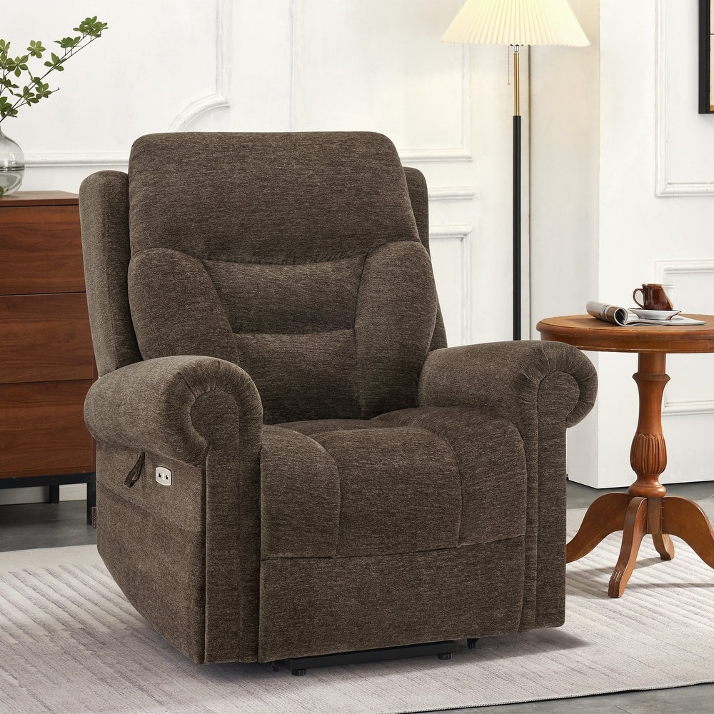 MCombo Dual Motor Power Lift Recliner Chair with Massage and Dual Heating, Adjustable Headrest, Fabric 7888