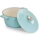 preview thumbnail 3 of 3, Martha Stewart Enameled Cast Iron 5 Quart Round Dutch Oven with Lid in Light Cyan