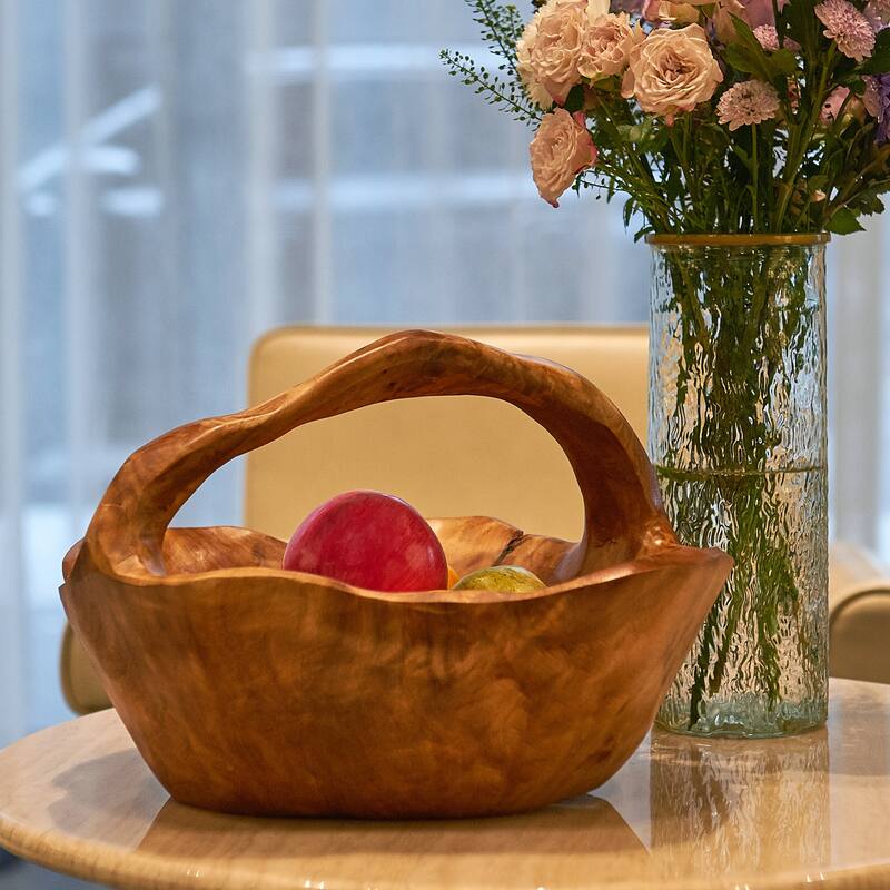 Greenage Cedar Basket with Handle,Perfect for Fruit Display