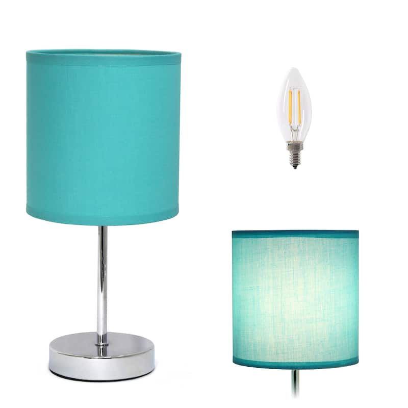 Simple Designs 11.81" Basic Mini Table Lamp with Feit LED Bulb Included - 11.81 - Blue