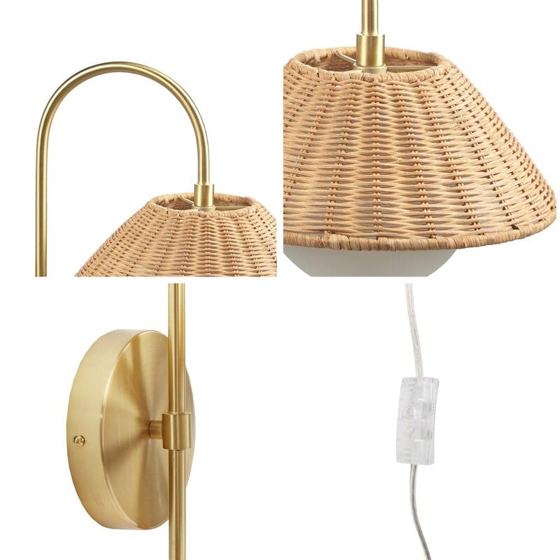 Rattan Weave Wall Sconce for living room,bedroom,and dining room