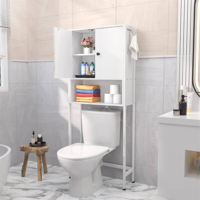 Over The Toilet Storage - 9.4"D x 24.8"W x 63.7"H - White