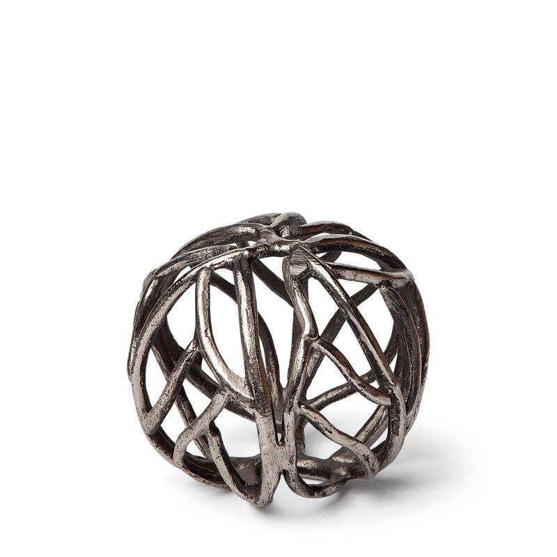 Sphaira I Small Silver Cast Aluminum Decorative Tree Branch Orb - Small - Silver