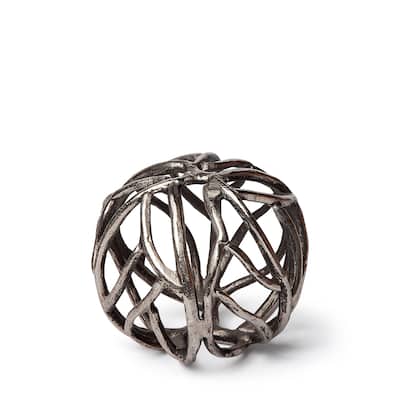Sphaira I Small Silver Cast Aluminum Decorative Tree Branch Orb