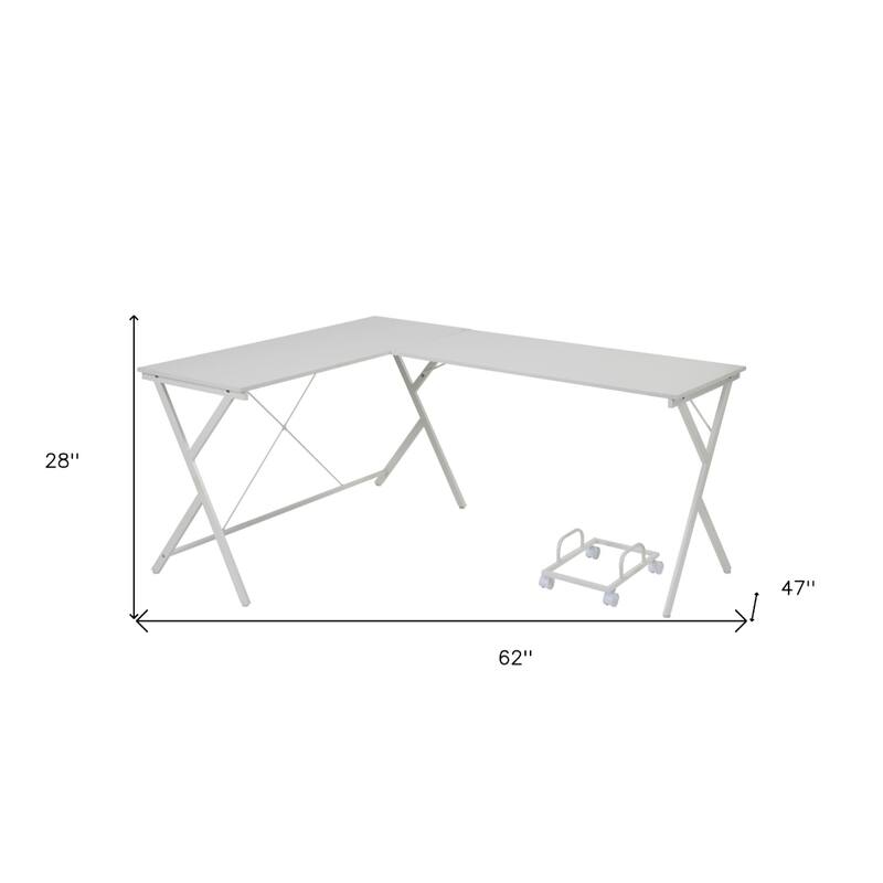 L Shaped Wood Computer Desk with Computer CPU Holder