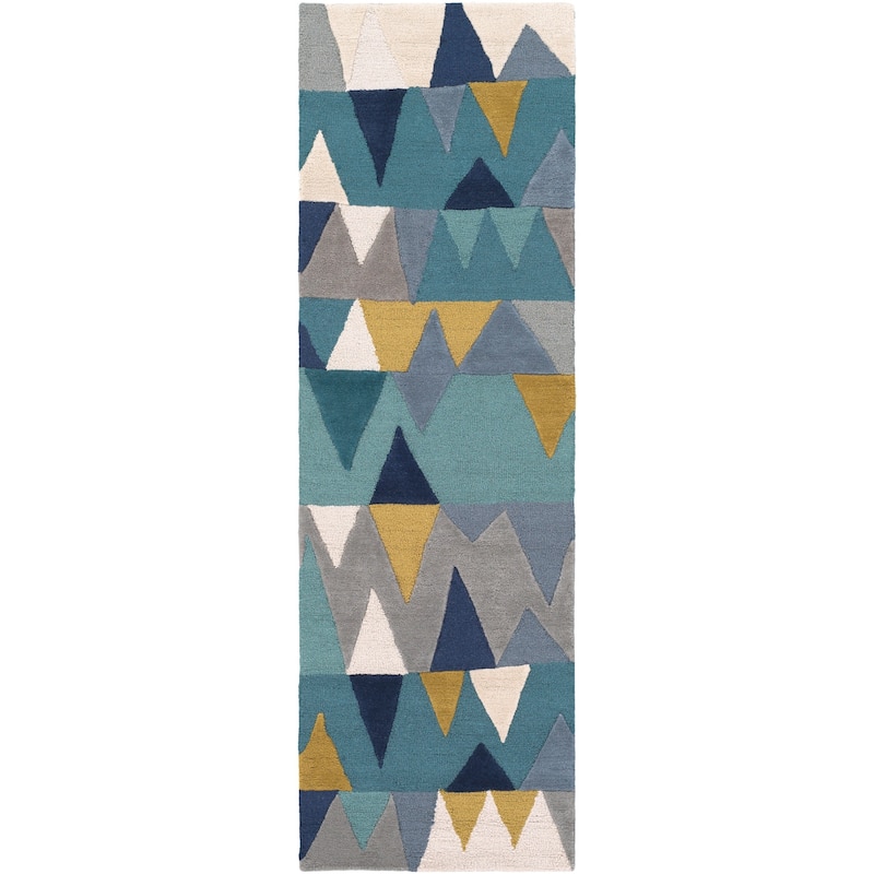 Carson Carrington Ackas Hand-tufted Wool Area Rug - Teal - 2'6" x 8' Runner