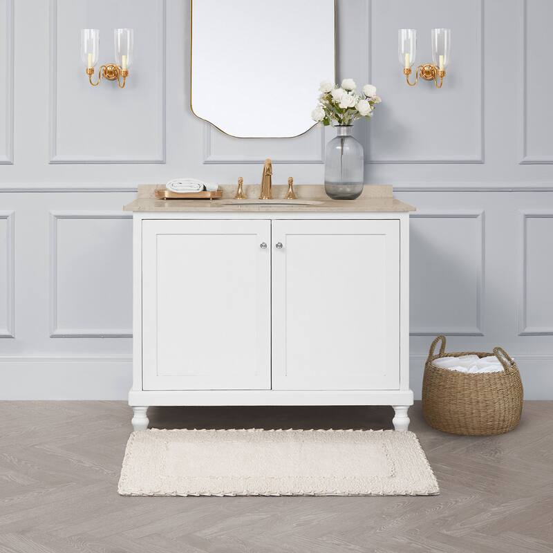 Laura Ashley Ruffle Border Pure Cotton Bath Rugs