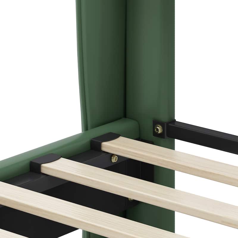 Queen Platform Bed - PU Leather - Wingback Style