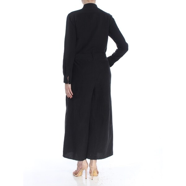 black long sleeve wide leg jumpsuit