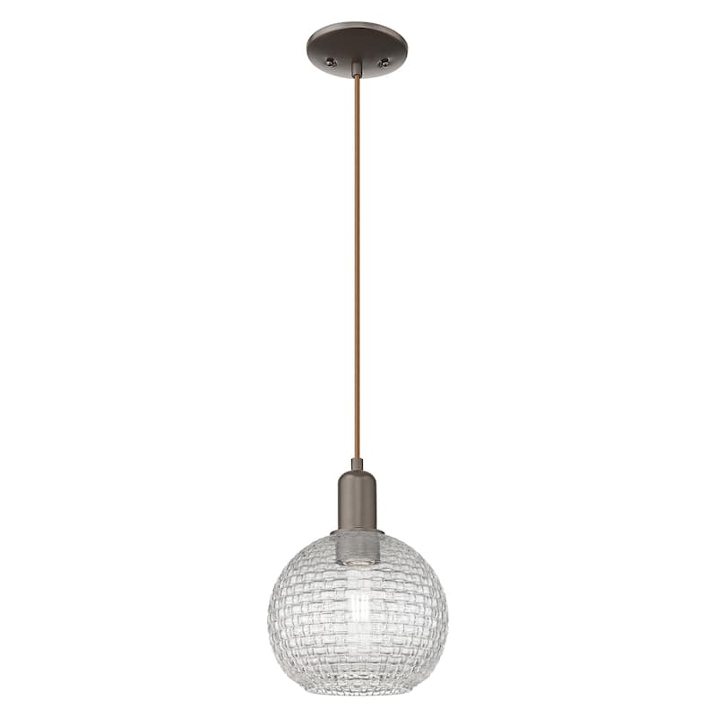 Innovations Lighting Endless Possibilities Arcadia - Athens - 1 Light 8" Basketweave Cord Hung Mini Pendant - Oil Rubbed Bronze