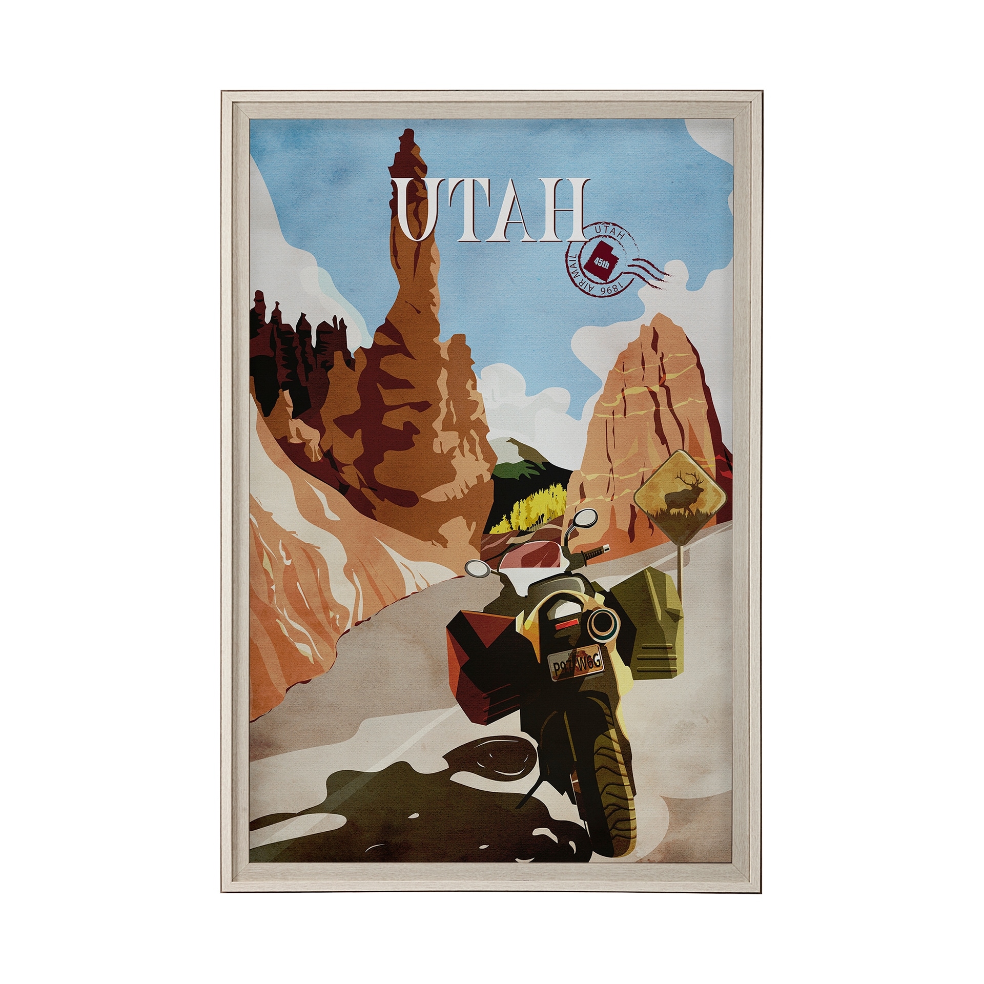 Utah Go USA (XL) by Mercana Studio a Hand Embellished Decograph Framed Art Print under Glass