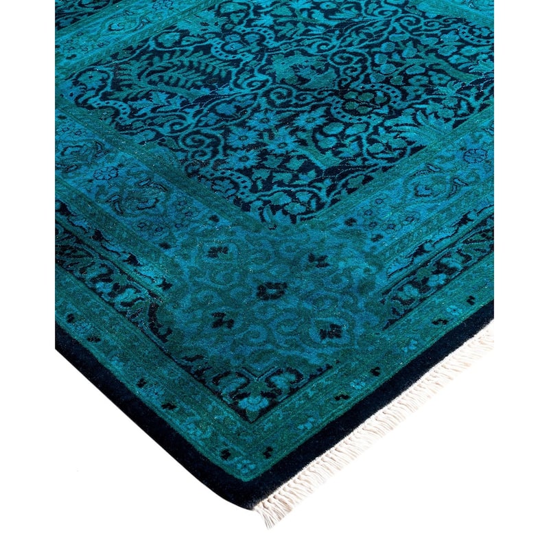 Fine Vibrance, One-of-a-Kind Handmade Runner Rug - Black, 3' 1" x 18' 2" - 3' 1" x 18' 2"