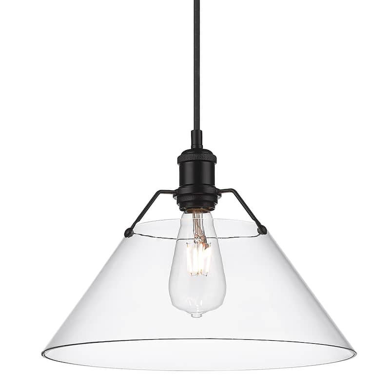 Golden Lighting Orwell 14" Wide Pendant - Matte Black / Clear
