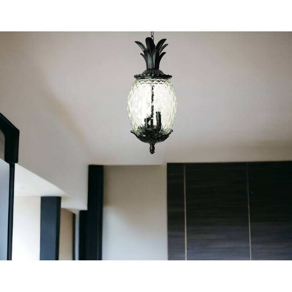 HomeRoots Lanai 3-Light Black Coral Hanging Light - 9.5' X '21' X '9.5