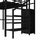 preview thumbnail 11 of 10, Full Size Loft Bed with L-shaped Desk and USB, Metal Loft Bed with Wardrobe and Adjustable Shelf, High Loft Bed with LED