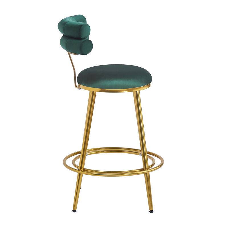 Roomfitters 27.65'' Velvet Counter Stools, Set of 2 Modern Bar Height Chairs with Iron Frame, Soft Backrest and Footrest