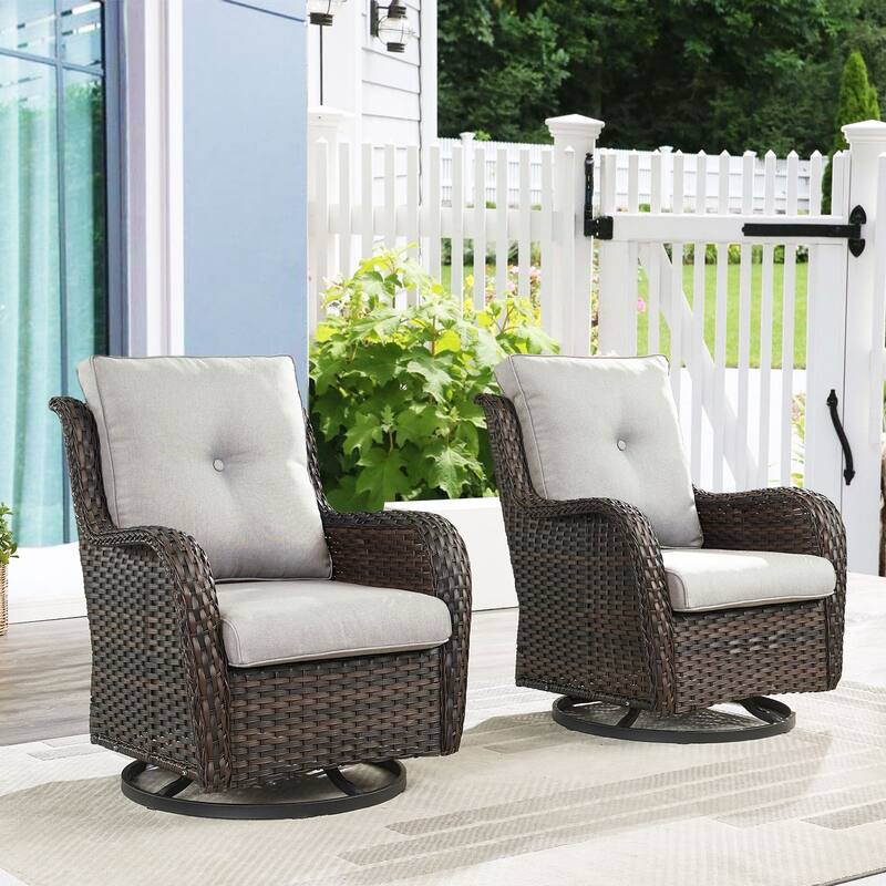 Gymojoy Wicker Swivel Glider Chair with Water-Resistant Olefin Cushions