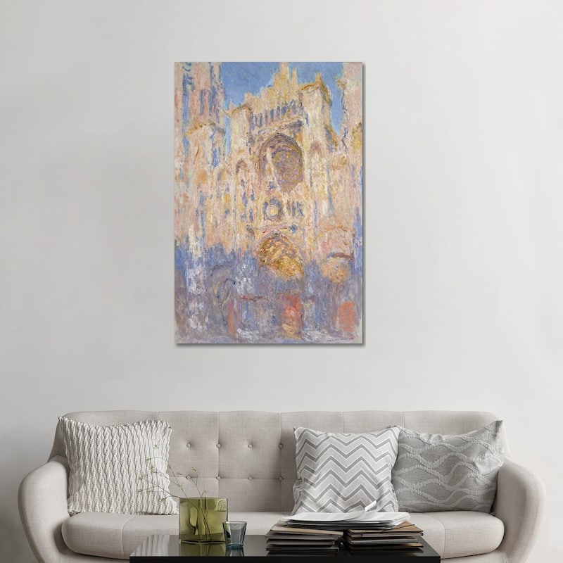 iCanvas "Rouen Cathedral, Effects of Sunlight, Sunset, 1892 " by Claude Monet Canvas Print - 48x32x1.5