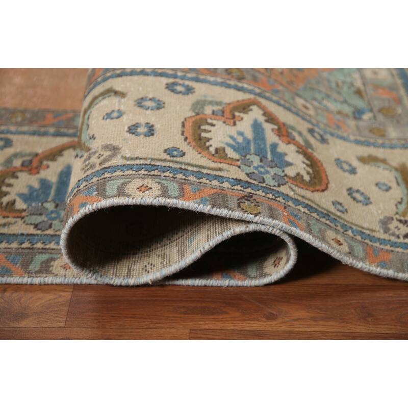 Hand Knotted Oriental 100% Wool Carpet Traditional Medallion Coral Tabriz Area Rug - 11' 7'' X 9' 9''