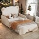 preview thumbnail 1 of 10, Beige Twin XL Cute Design Upholstered Platform Bed Stretchable Vaulted Sofa Bed Beige