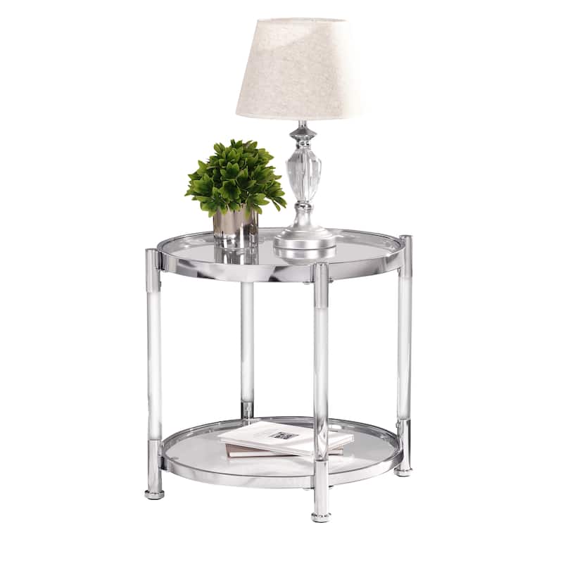 Contemporary End Table with Tempered Glass Top