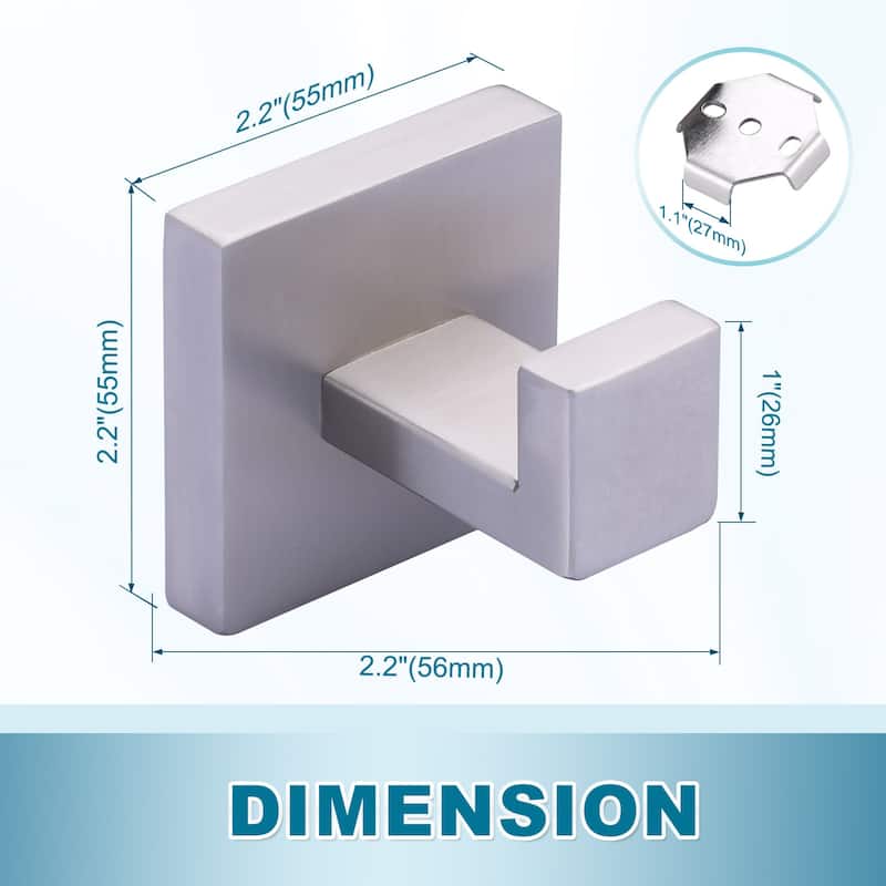 WOWOW J-Hook Wall Mount Robe/Towel Hook 6PCS