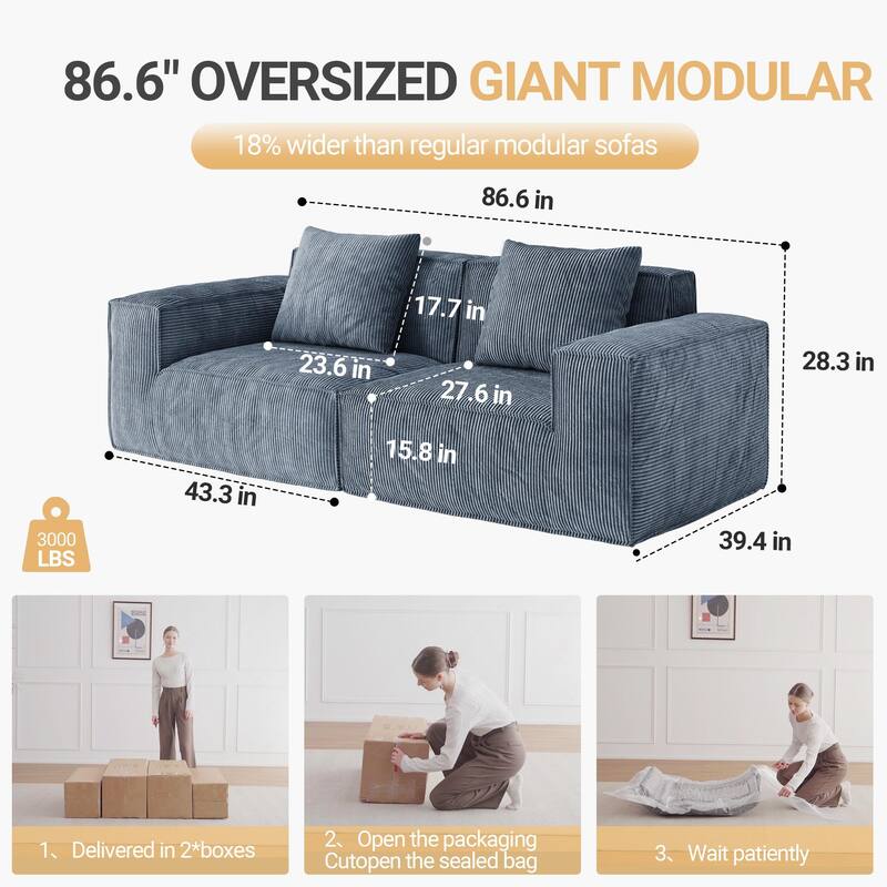 Chenille Fabric Sectional Sofa for Living Room,Tofu Block Sofa Floor Sofa